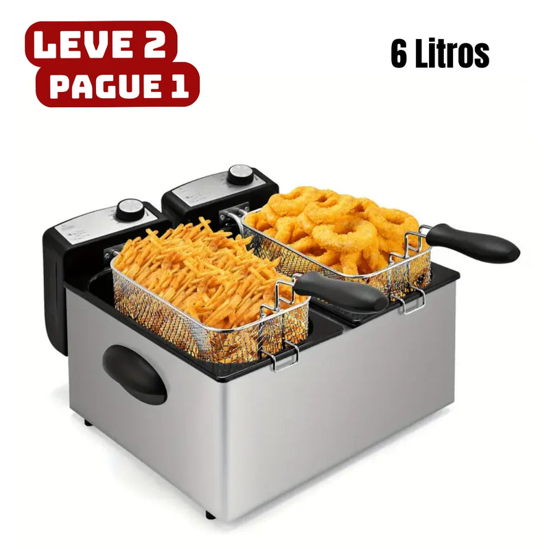 [Leve 2 Pague 1] Fritadeira Elétrica Fritto 1500w com Cesto em Aço Inoxidável + BRINDE: Porta Tempero Vertical 16 Potes
